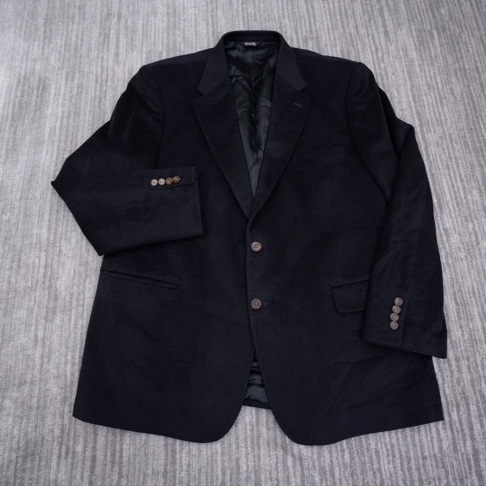 Lords of London Mens Black 100% Camel Hair Blazer Sport Coat 48L B1002